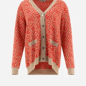 Cardigan In Geometric Monogram Jacquard>Herno Store