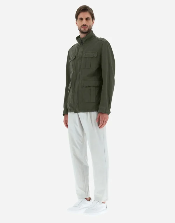 Field Jacket In Cotone E Lino Tinto In Capo>Herno New