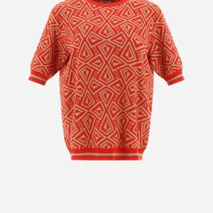 T-Shirt In Geometric Monogram Jacquard>Herno Outlet