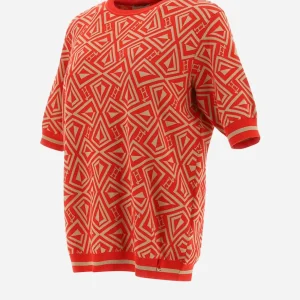 T-Shirt In Geometric Monogram Jacquard>Herno Outlet