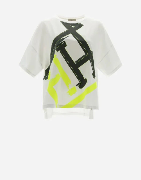 T-Shirt In Interlock Jersey Con Stampa>Herno Hot