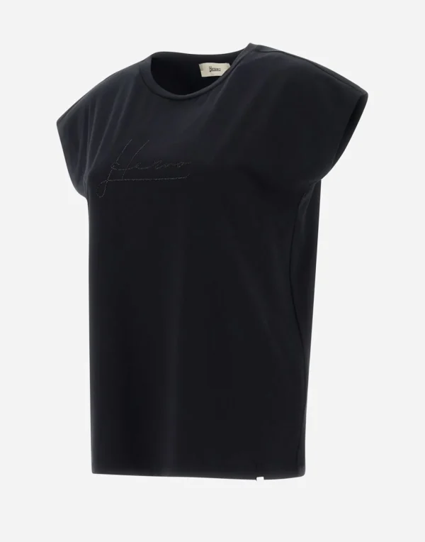 T-Shirt In Interlock Jersey Con Strass>Herno Best