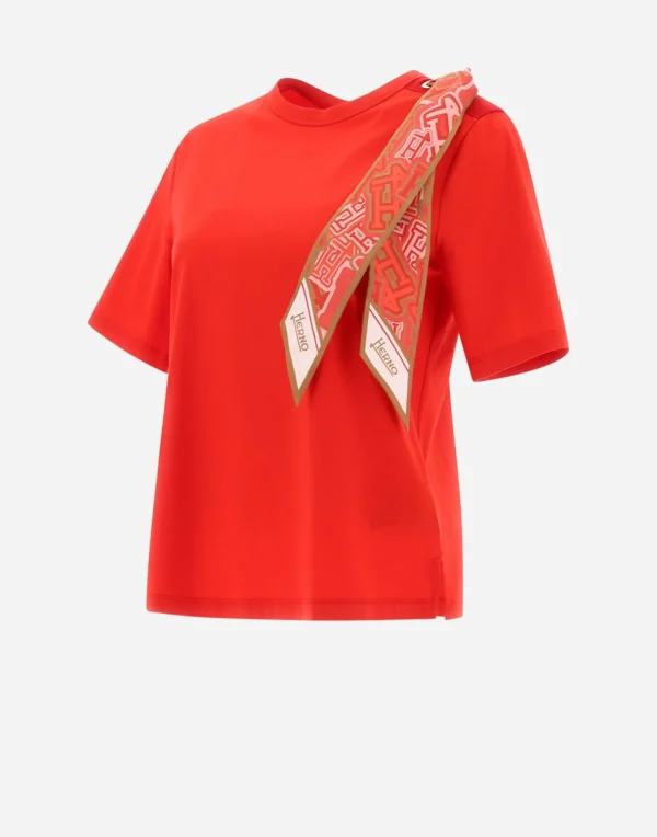 T-Shirt In Superfine Cotton Stretch E Bubble Foulard>Herno New