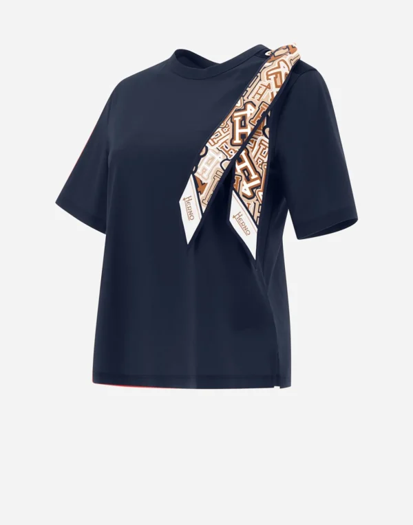 T-Shirt In Superfine Cotton Stretch E Bubble Foulard>Herno Outlet